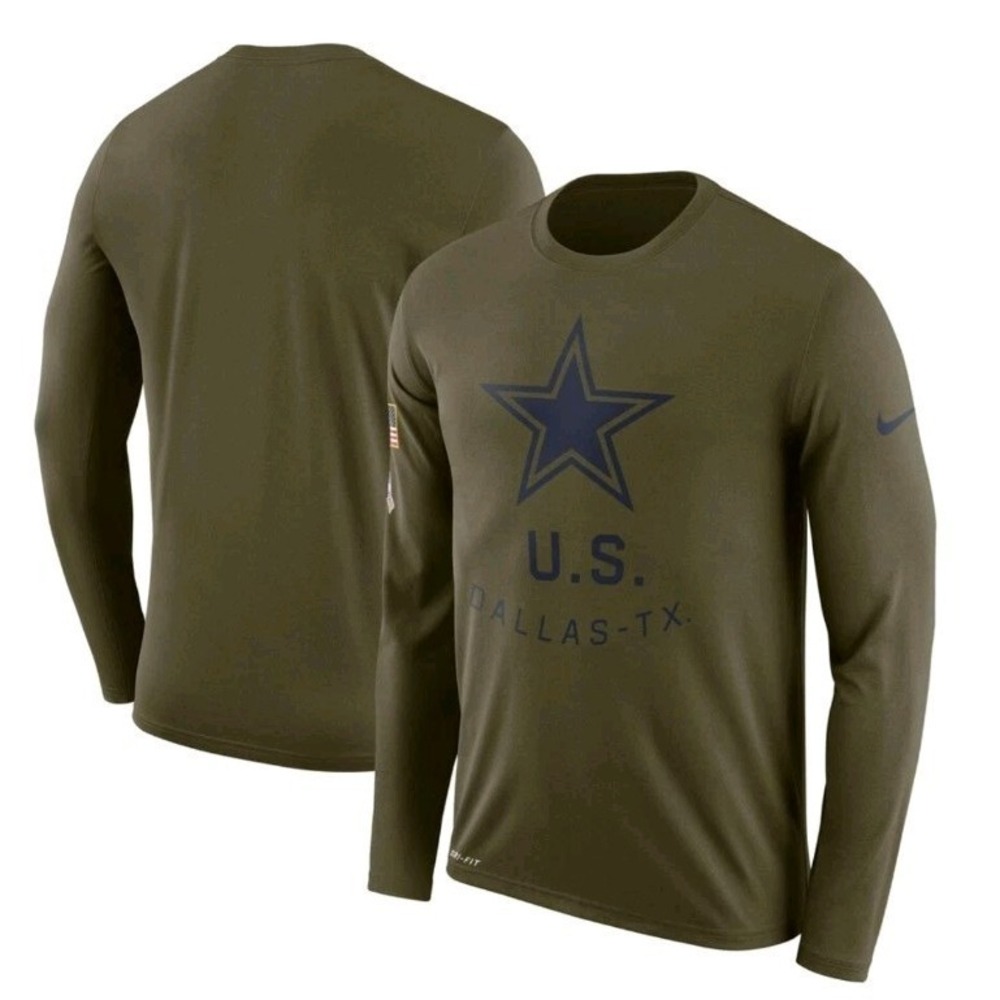 Nike Dallas Cowboys Salute To Service Dri Fit‎ Long Sleeve Shirt Mens S On Field